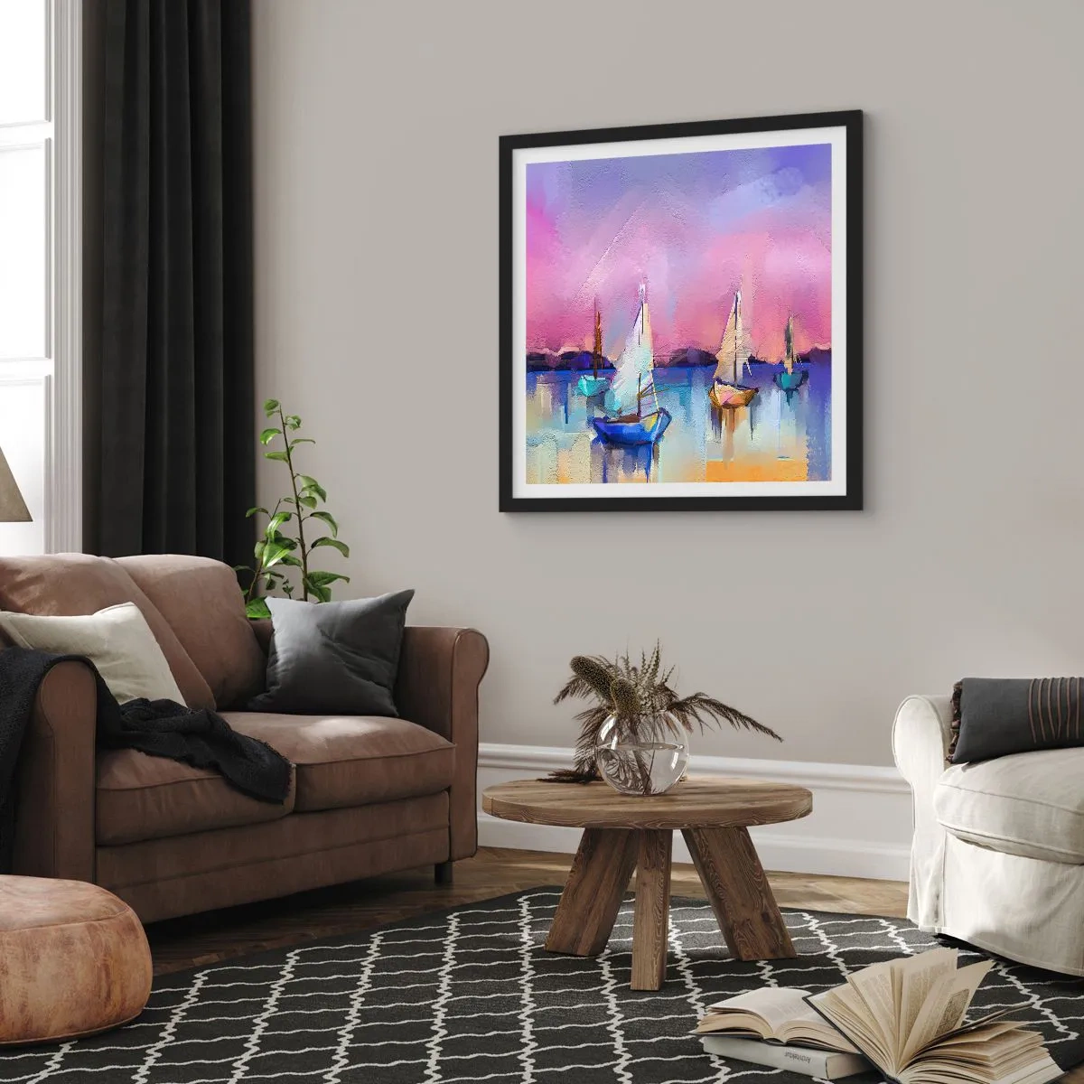 Plakát v černém rámu - Směr: široké vody - 60x60 cm