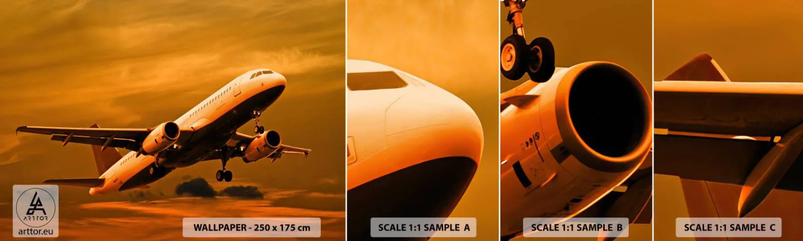 Fototapeta Vzorek Standard Eco - Let směrem ke slunci - Letadlo, Výlet, Západ slunce - 100x30 cm