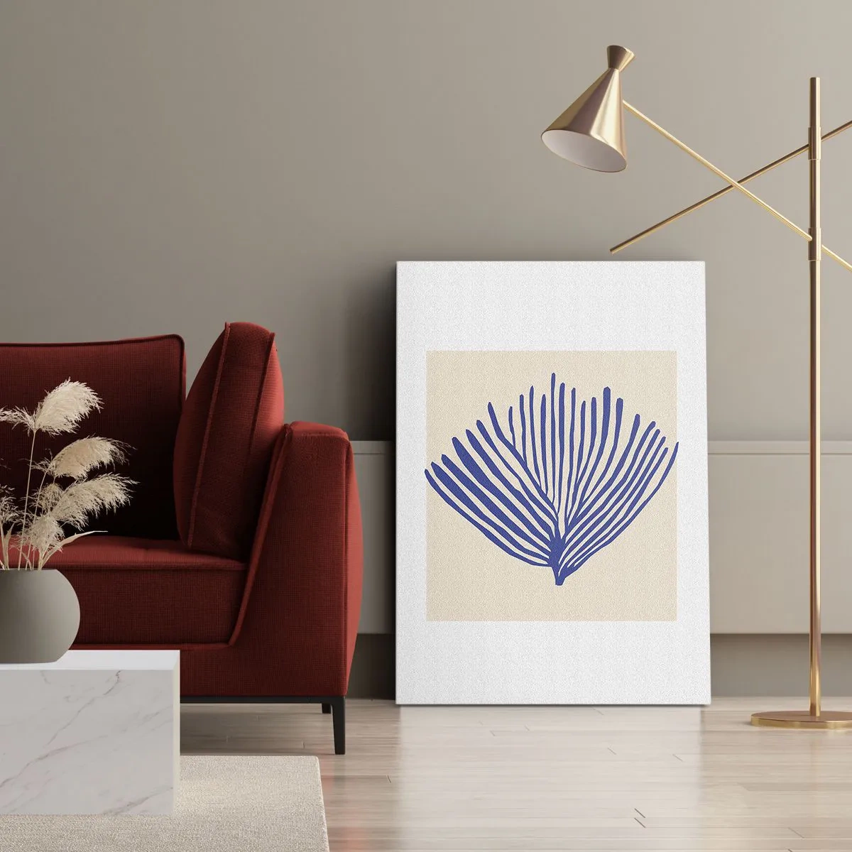 Obraz na plátně - Modrý vějíř - 45x80 cm