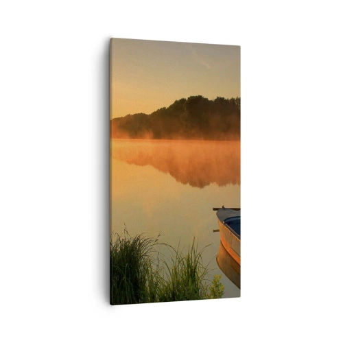 Obraz na plátně - Východ slunce u vody jako povrch zrcadla - 55x100 cm
