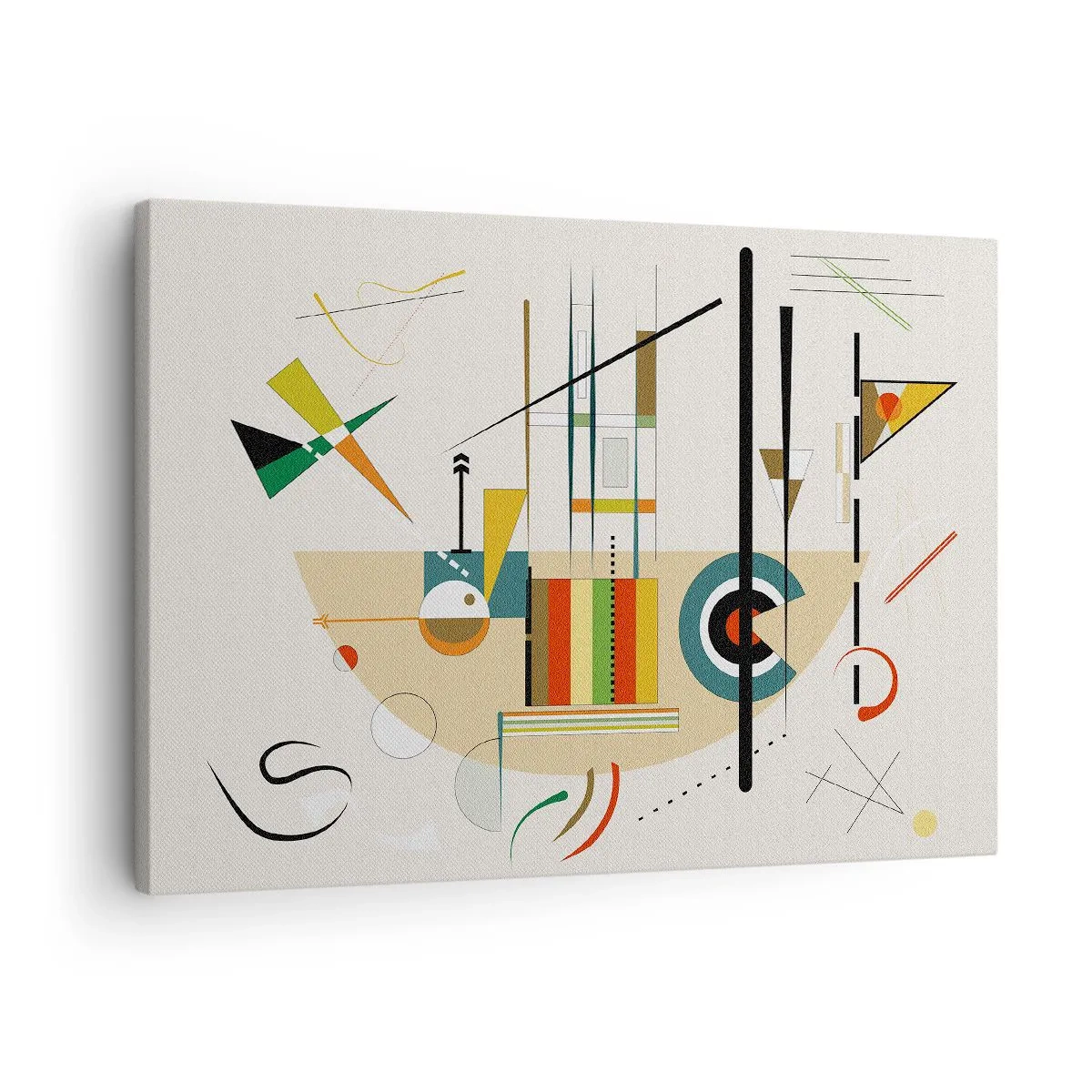 Obraz na plátně - Barevná abstrakce s geometrickými tvary - 70x50cm - A svět se směje - Moderní nástěnná dekorace do obývacího pokoje a ložnice ARTTOR
