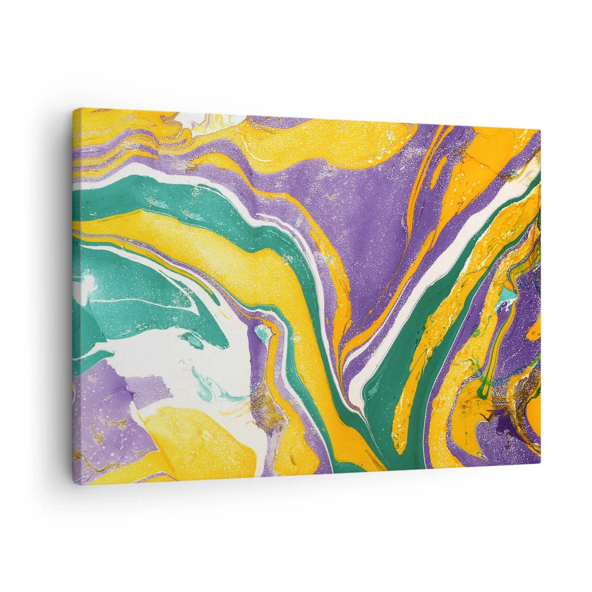 Obraz na plátně - Abstraktní mramorový vzor v živých barvách - 70x50cm - Vlny barev - Moderní nástěnná dekorace do obývacího pokoje a ložnice ARTTOR