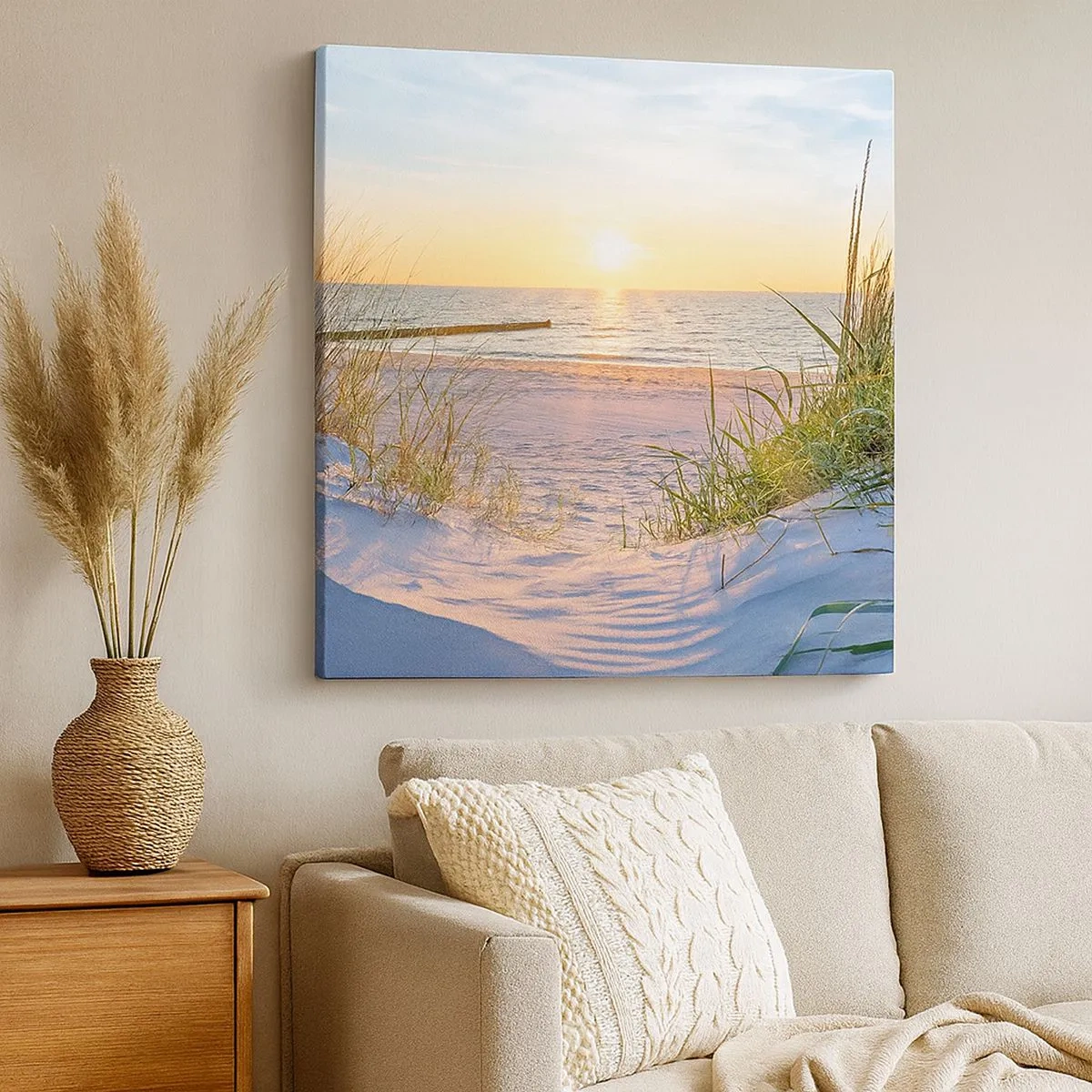 Obraz na plátně - Šumění moře, zpěv ptáků, divoká pláž uprostřed trávy… - 30x30 cm