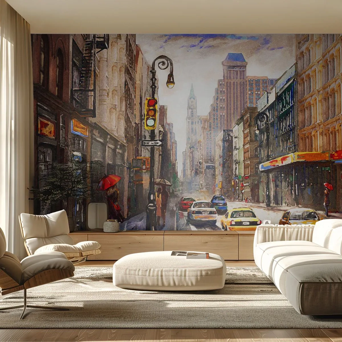 Fototapeta Premium Sand - New York – barevný i v dešti - New York, Město, Manhattan - 100x70 cm