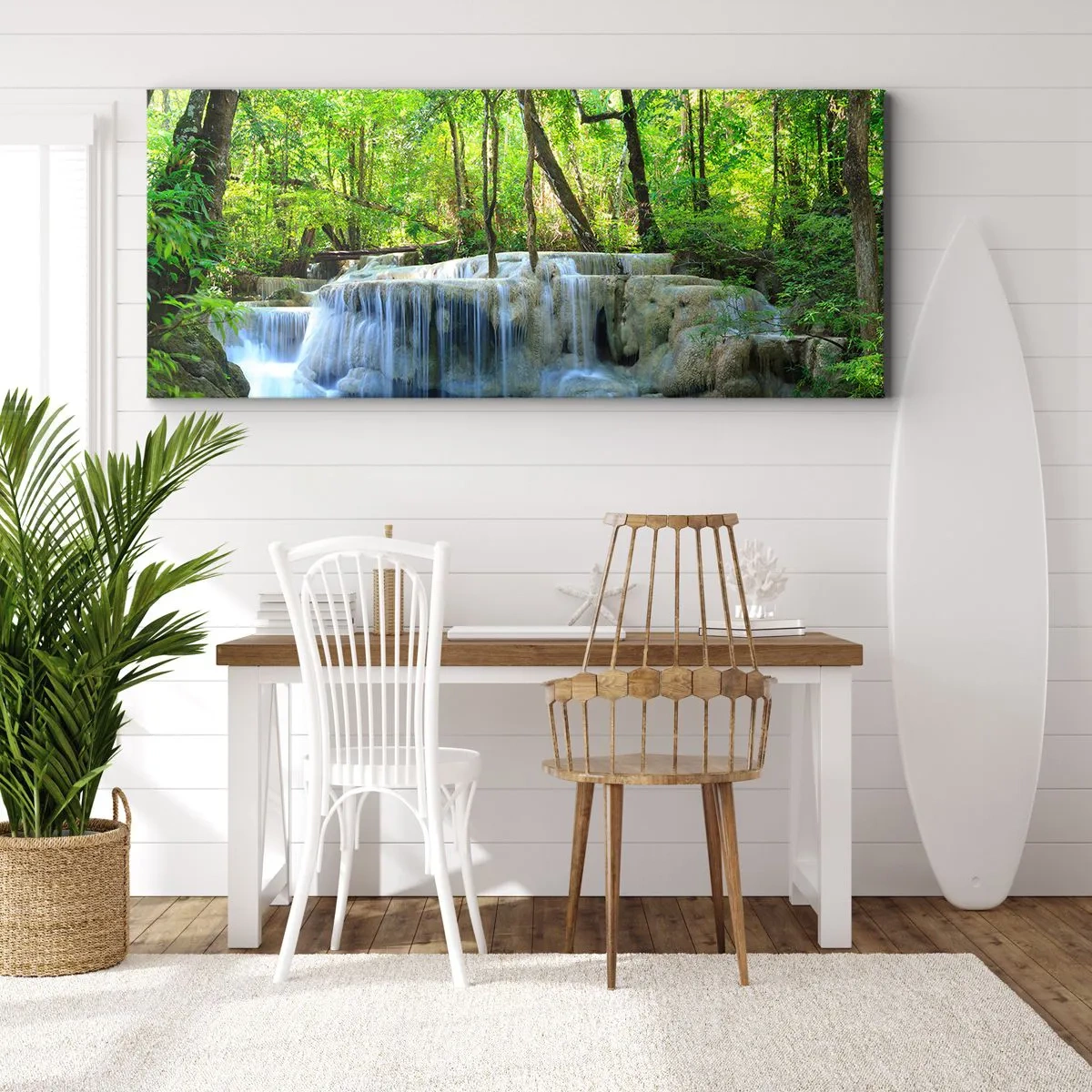Obraz na plátně - Utonout v tyrkysu a zeleni - 100x40 cm