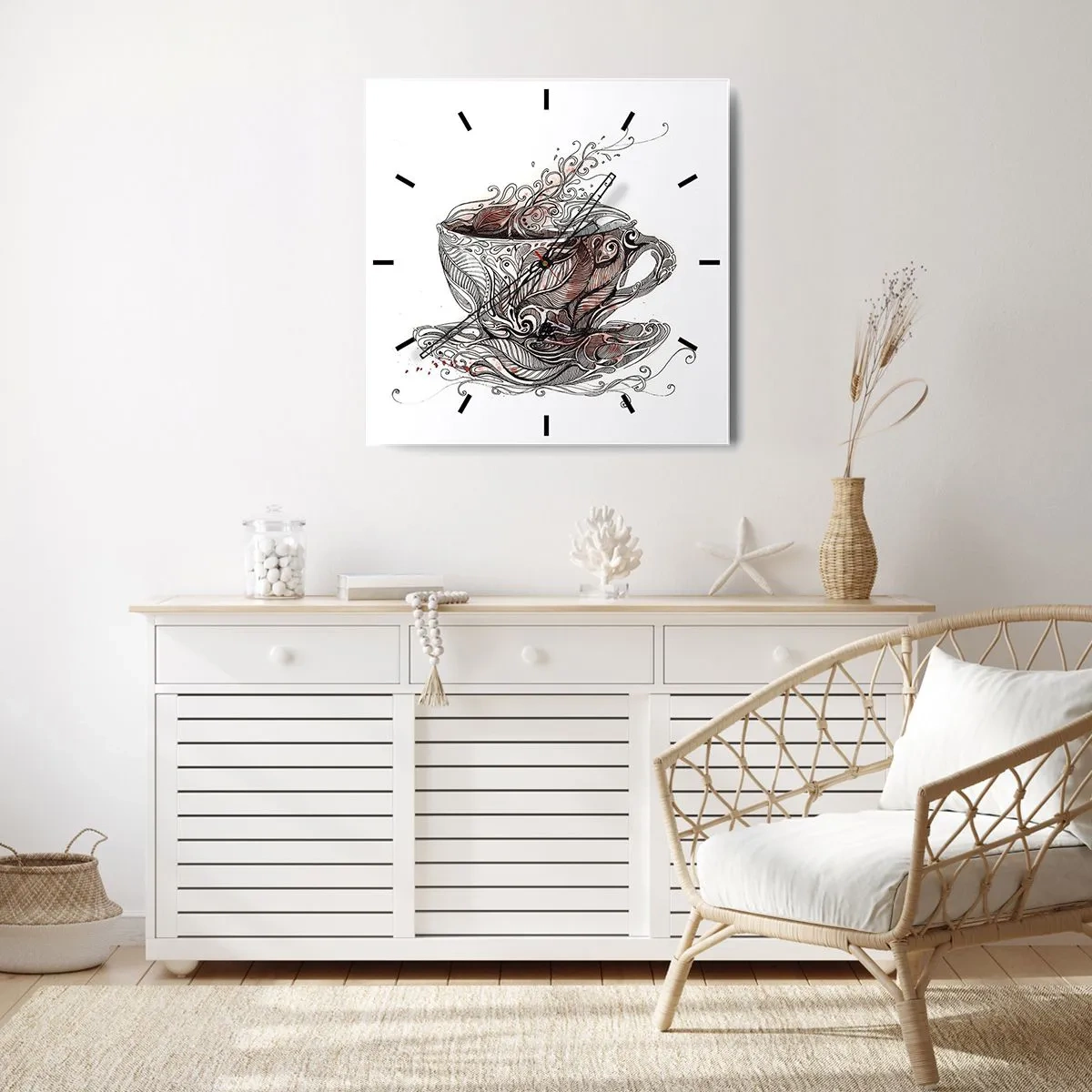 Nástěnné hodiny - Čaj dobrý na všechno - 40x40 cm