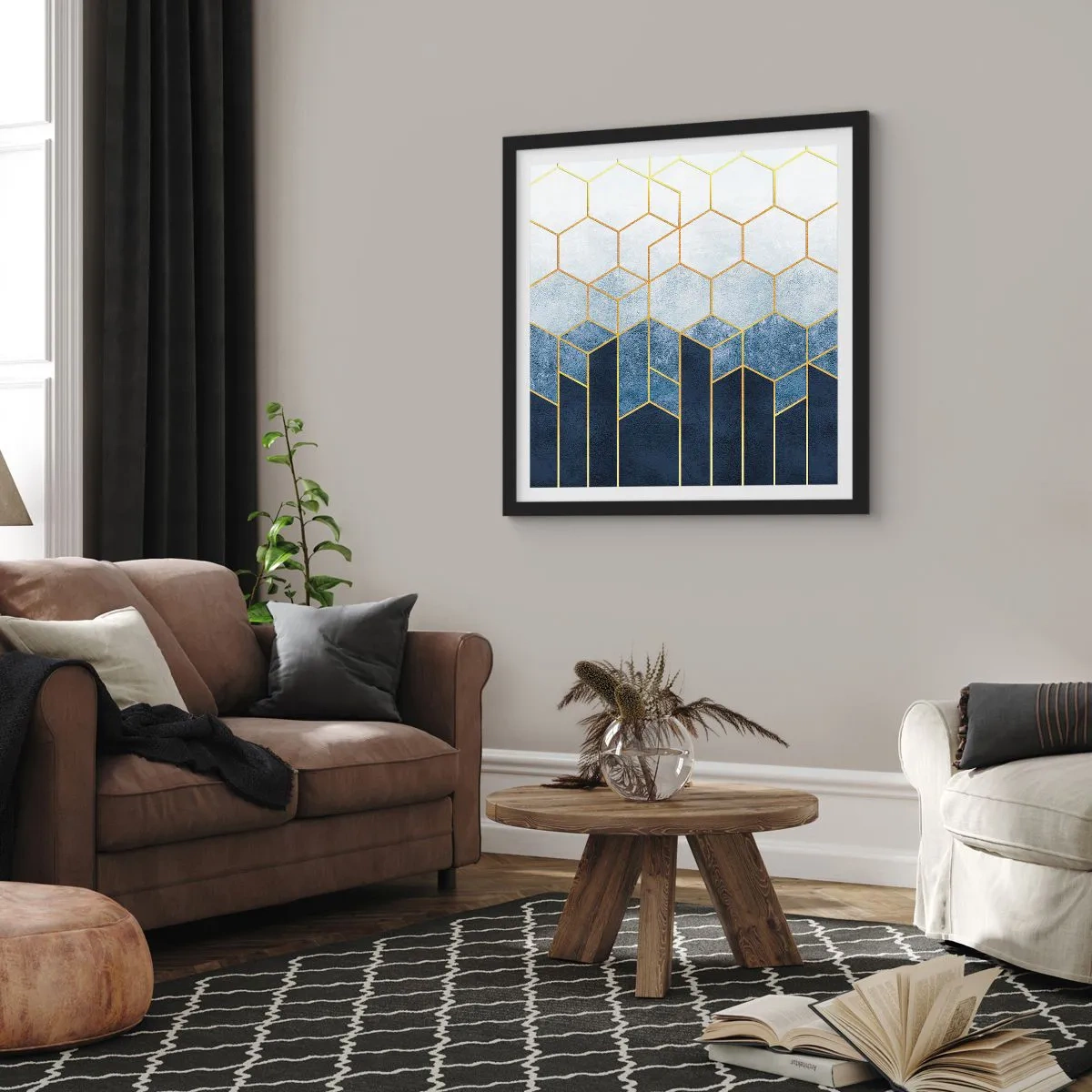 Plakát v černém rámu - Kompozice v synkopickém rytmu - 60x60 cm