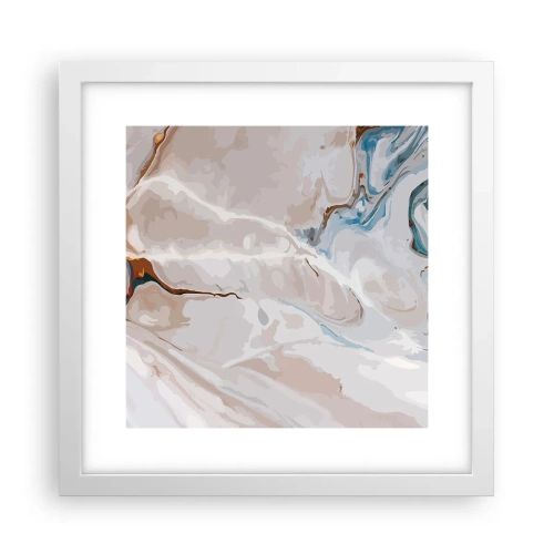 Plakát v bílém rámu - Modré meandry pod bílou - 30x30 cm