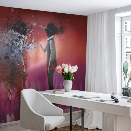 Fototapeta Standard Eco - Digitální realita a rozpad postavy ve futuristické vizi - 100x70cm - Lze nahlédnut do sebe? - Moderní nástěnná dekorace do obývacího pokoje a ložnice ARTTOR