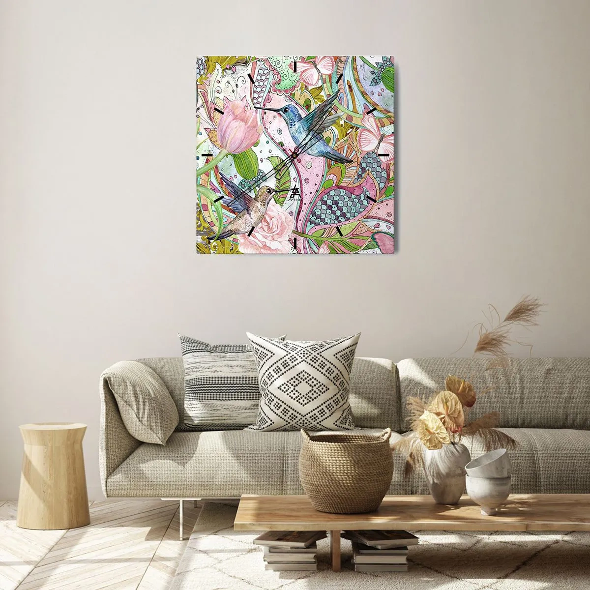 Nástěnné hodiny - Zamotané do lián - 40x40 cm