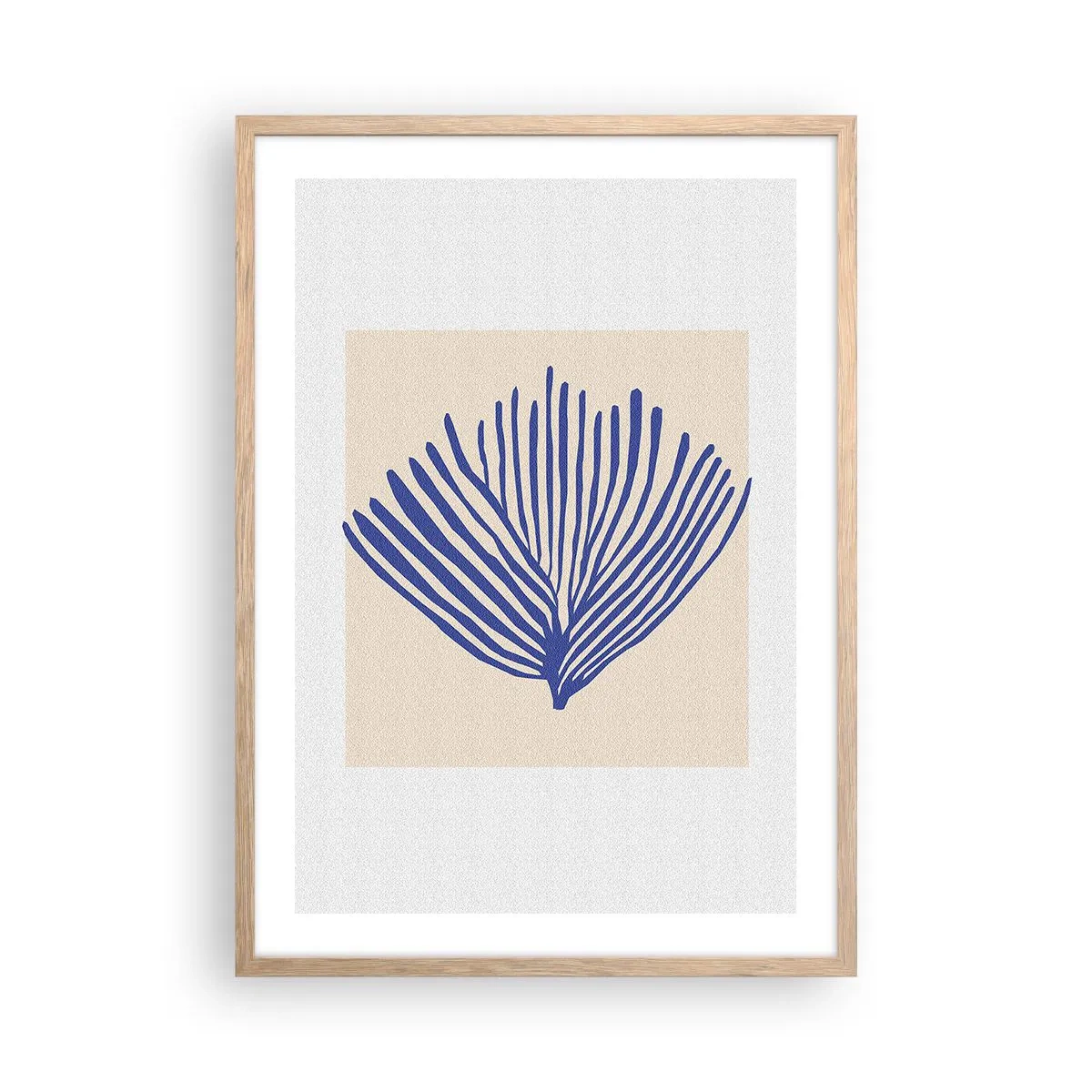 Plakát v rámu světlý dub - Modrý vějíř - 50x70 cm