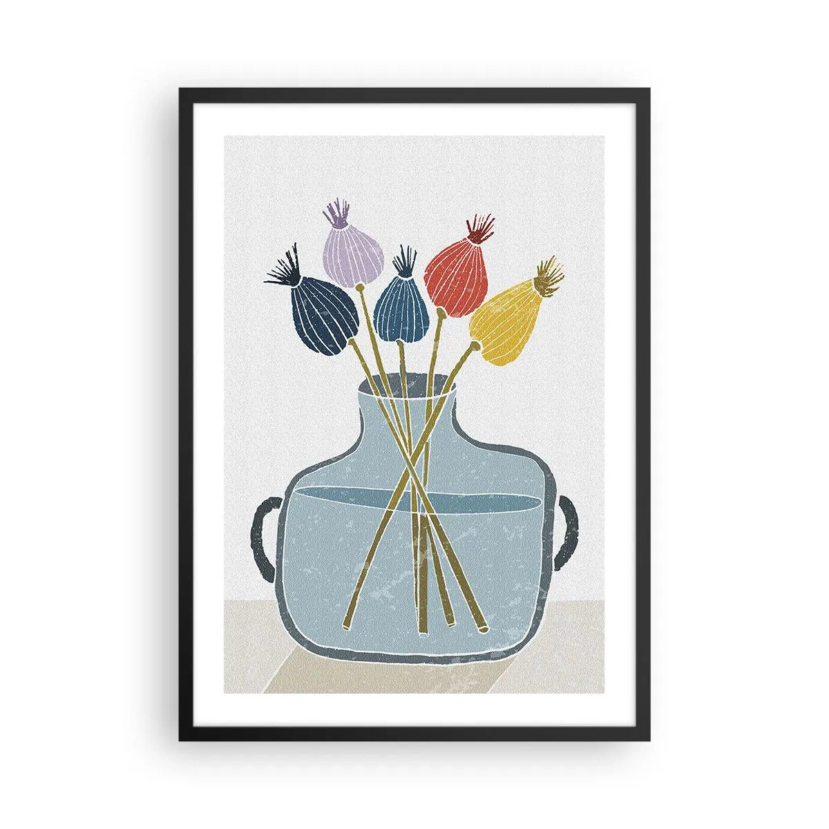 Plakát v černém rámu - Makové květy - 50x70 cm