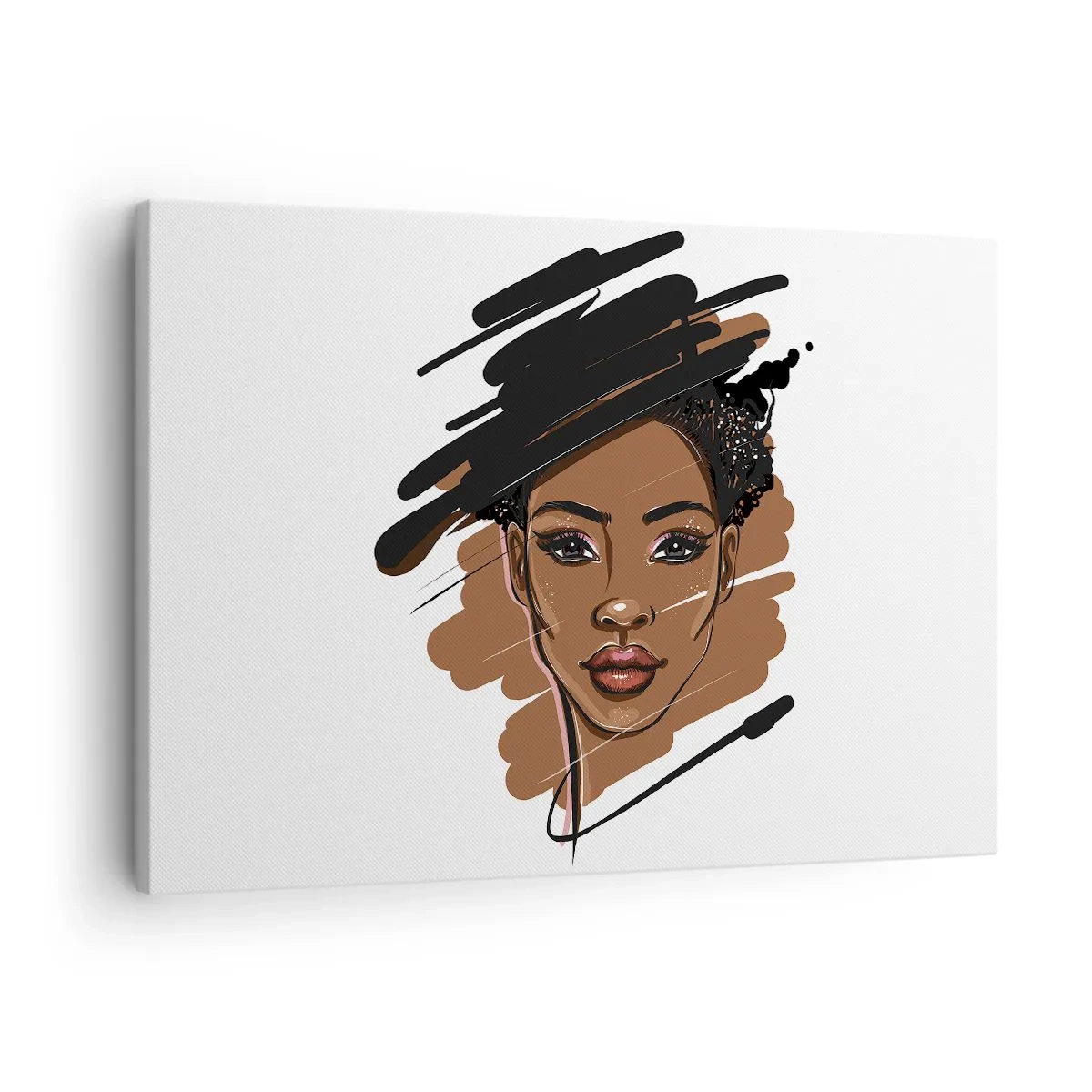 Obraz na plátně - Portrét ženy s uměleckými tahy barvy - 70x50cm - Sladká jako čokoláda - Moderní nástěnná dekorace do obývacího pokoje a ložnice ARTTOR