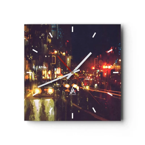 Nástěnné hodiny - Ponořená do světel noci - 30x30 cm