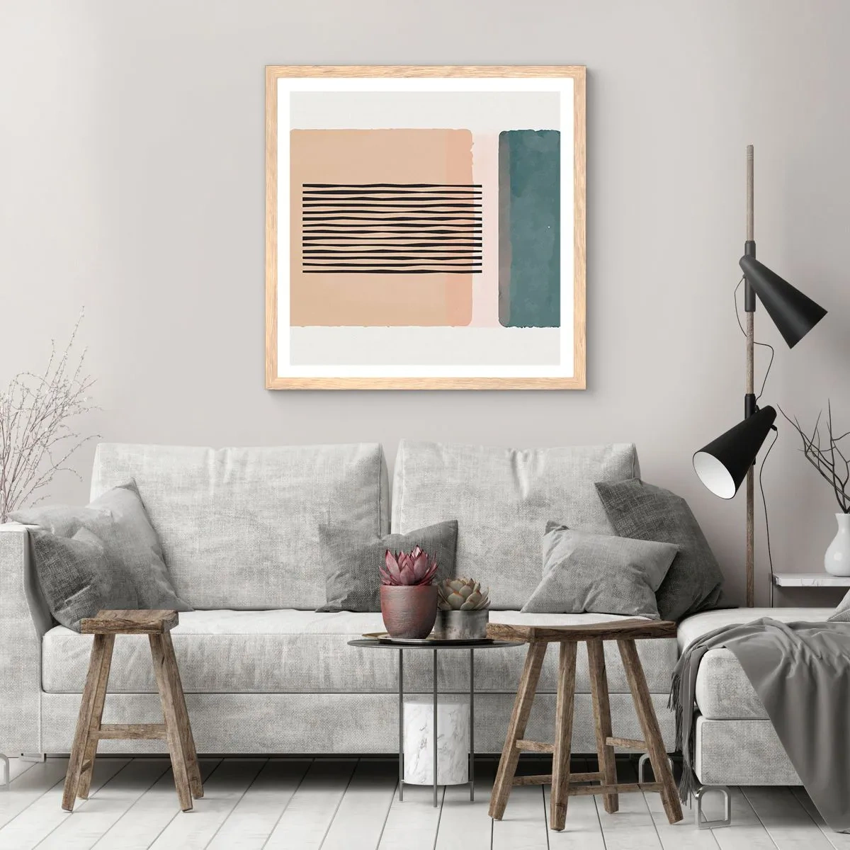 Plakát v rámu světlý dub - Všechno v pořádku - 40x40 cm