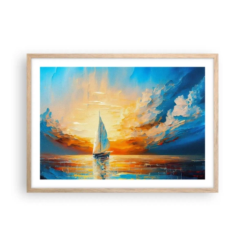 Plakát v rámu světlý dub - Plavba ve zlatě - 70x50 cm