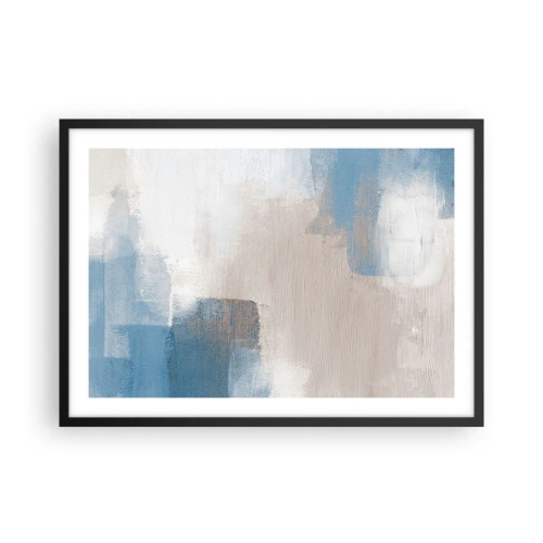 Plakát v černém rámu - Růžová abstrakce za modrým závojem - 70x50 cm