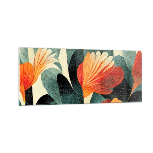 Obraz na skle - Tropické horko a chlad zeleně - 100x40 cm