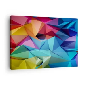 Obraz na plátně - Barevná geometrická abstrakce v živých barvách - 70x50cm - Duhové origami - Moderní nástěnná dekorace do obývacího pokoje a ložnice ARTTOR