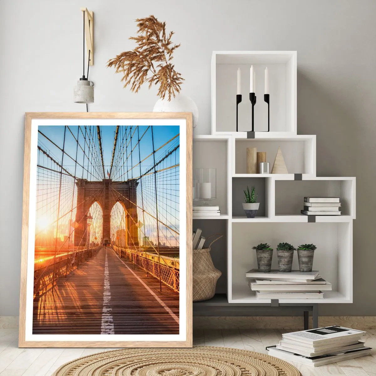 Plakát v rámu světlý dub - Na zlatém mostě - 40x50 cm
