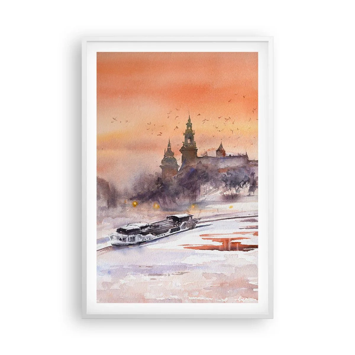 Plakát v bílém rámu - Královský západ slunce - 61x91 cm