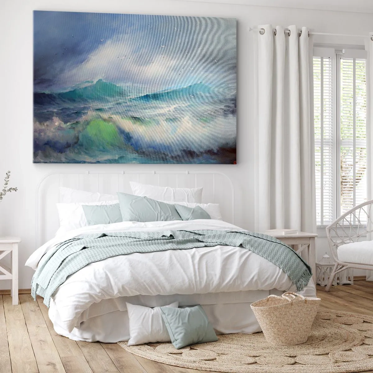 Obraz na plátně - Rozbouřené vlny na oceánu - 70x50cm - „Vichřice zavyla triumfálně…“ - Moderní nástěnná dekorace do obývacího pokoje a ložnice ARTTOR
