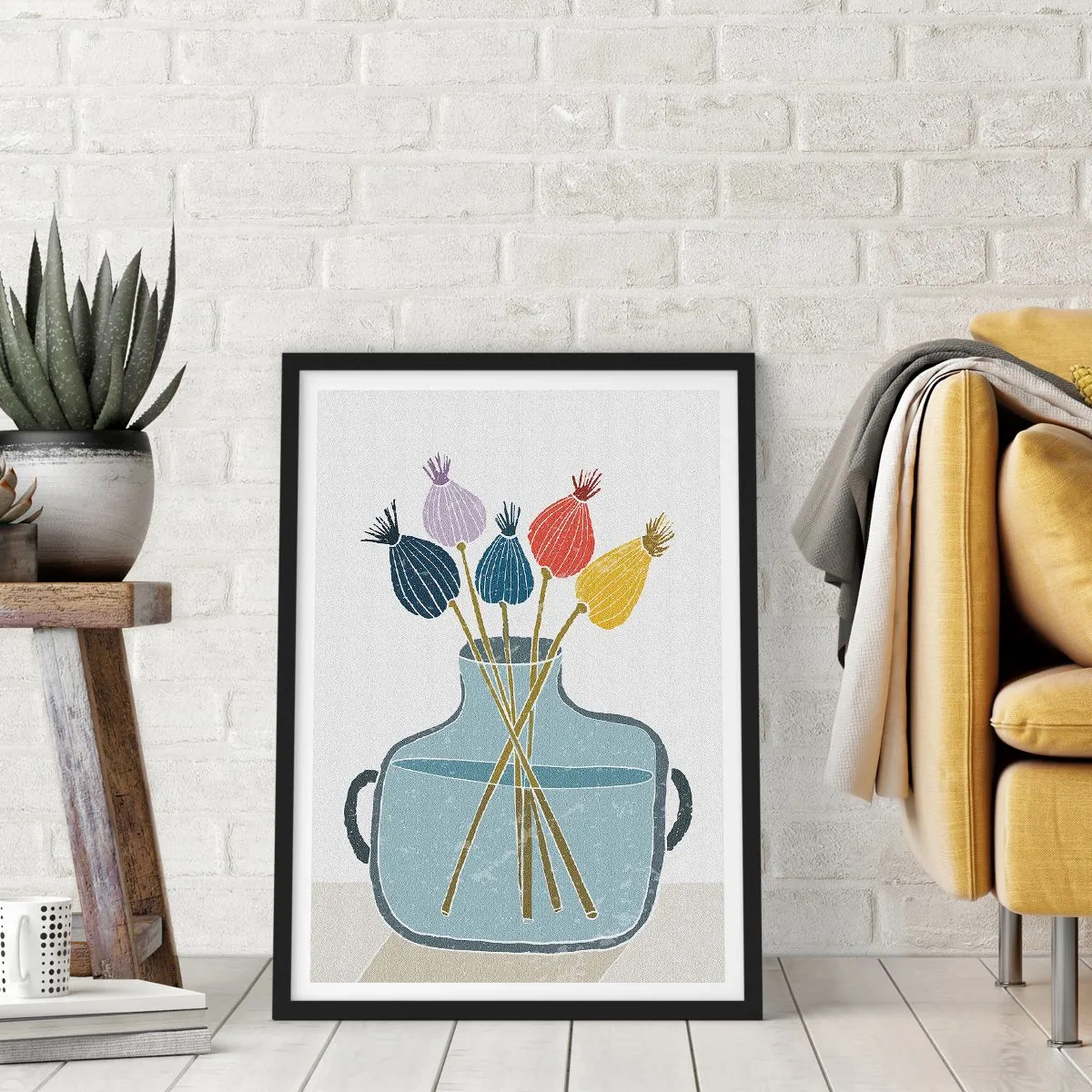 Plakát v černém rámu - Makové květy - 70x100 cm