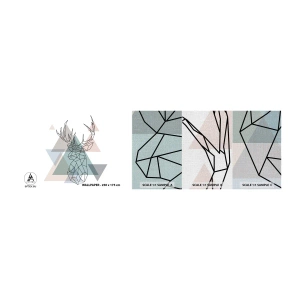 Vzor Fototapety Premium Canvas - V geometrickém lese - Abstrakce, Jelen, Grafika - 100x30 cm
