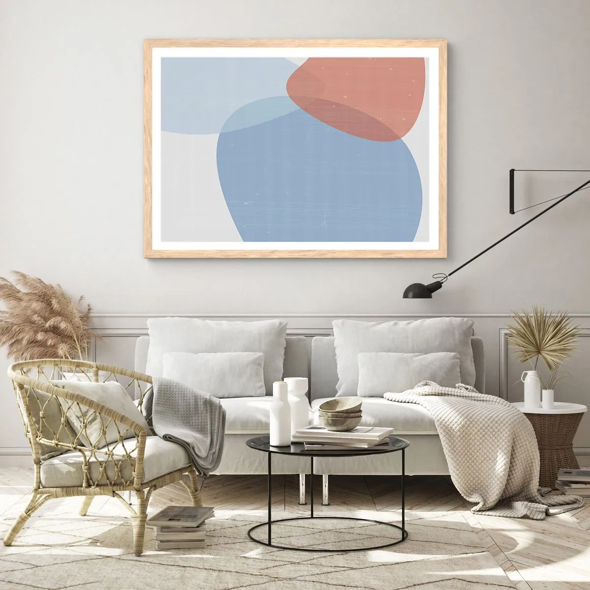 Plakát v rámu světlý dub - Pastelové vztahy - 70x50 cm