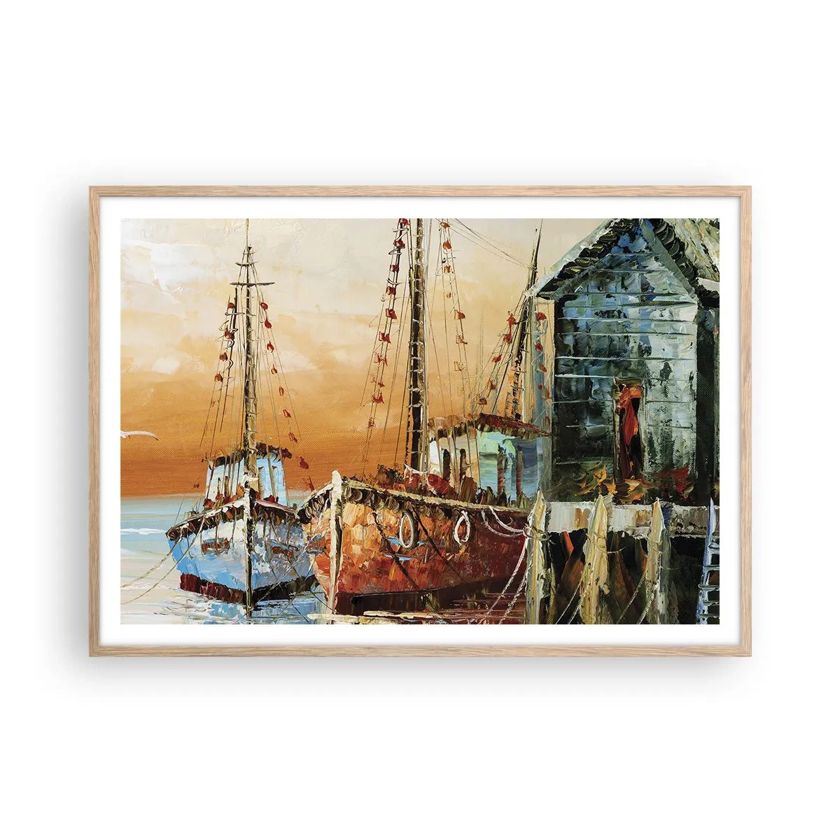 Plakát v rámu světlý dub - Klidný návrat - 100x70 cm