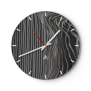 Nástěnné hodiny - Abstraktní čáry na tmavém pozadí - 30x30cm - Rytmus a přízvuk - Moderní nástěnná dekorace do obývacího pokoje, kuchyně a ložnice ARTTOR