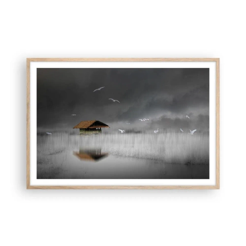 Plakát v rámu světlý dub - Úkryt před deštěm - 91x61 cm