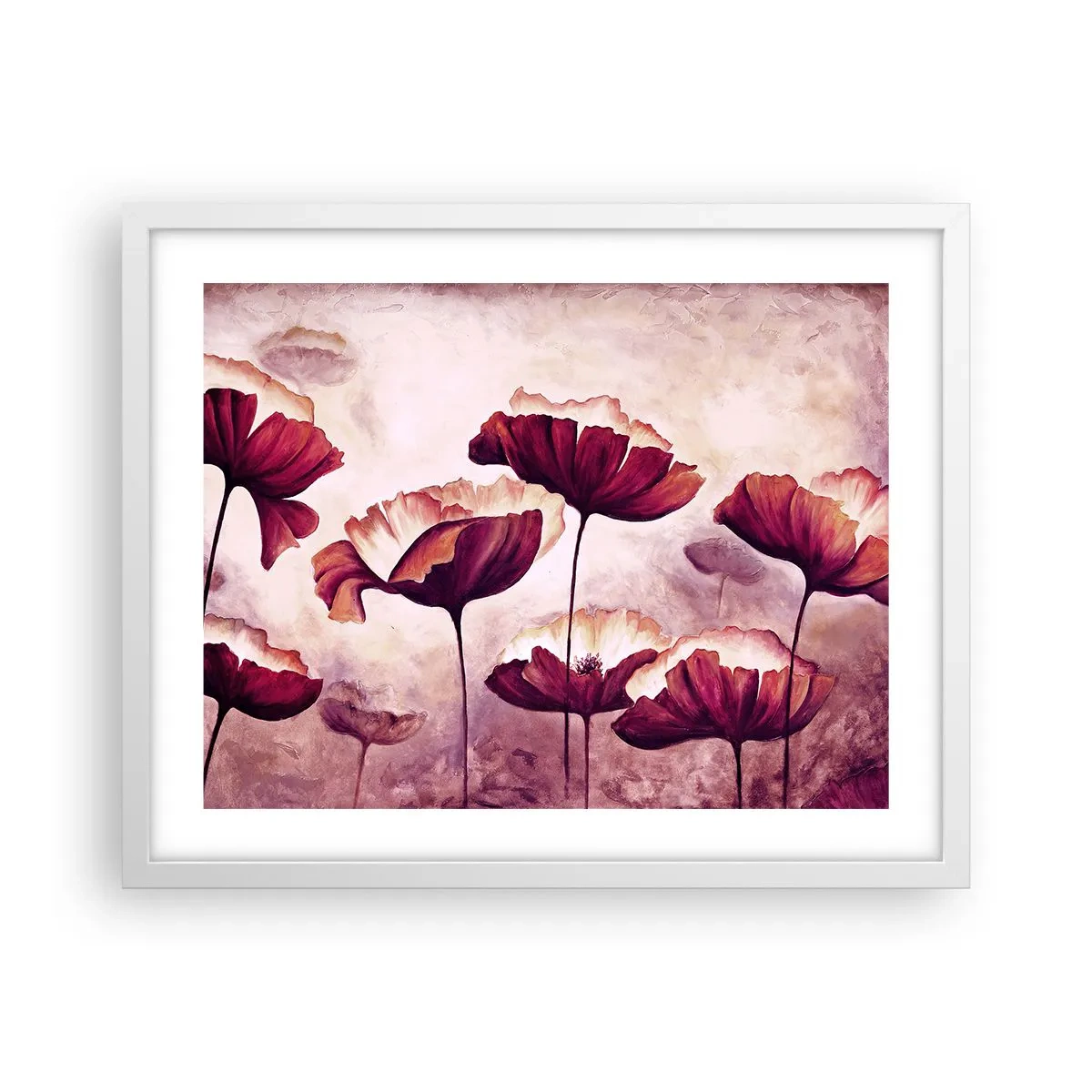 Plakát v bílém rámu - Červený a bílý plátek - 50x40 cm