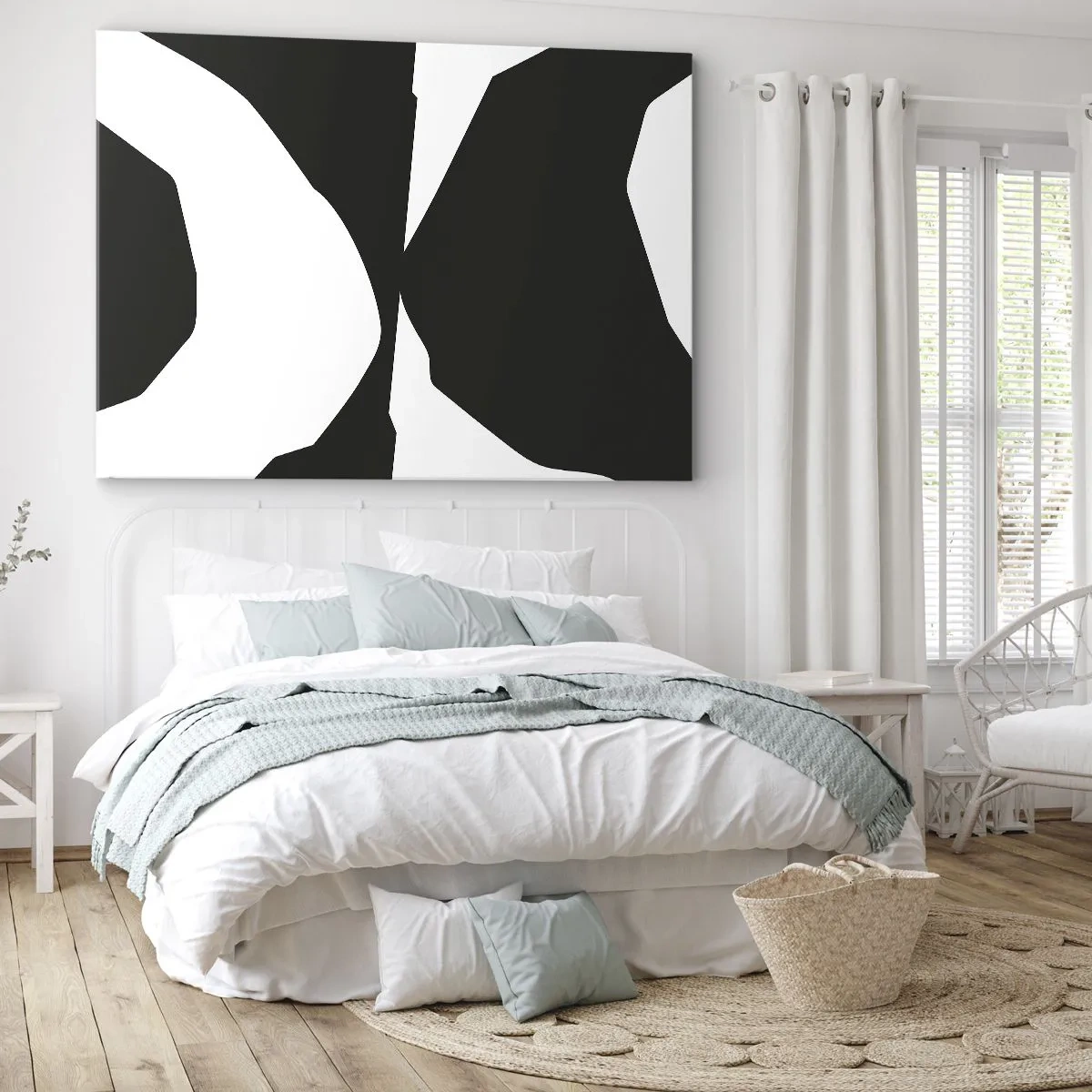 Obraz na plátně - Abstraktní kontrastní vzor v černé a bílé - 70x50cm - Positive-negative - Moderní nástěnná dekorace do obývacího pokoje a ložnice ARTTOR