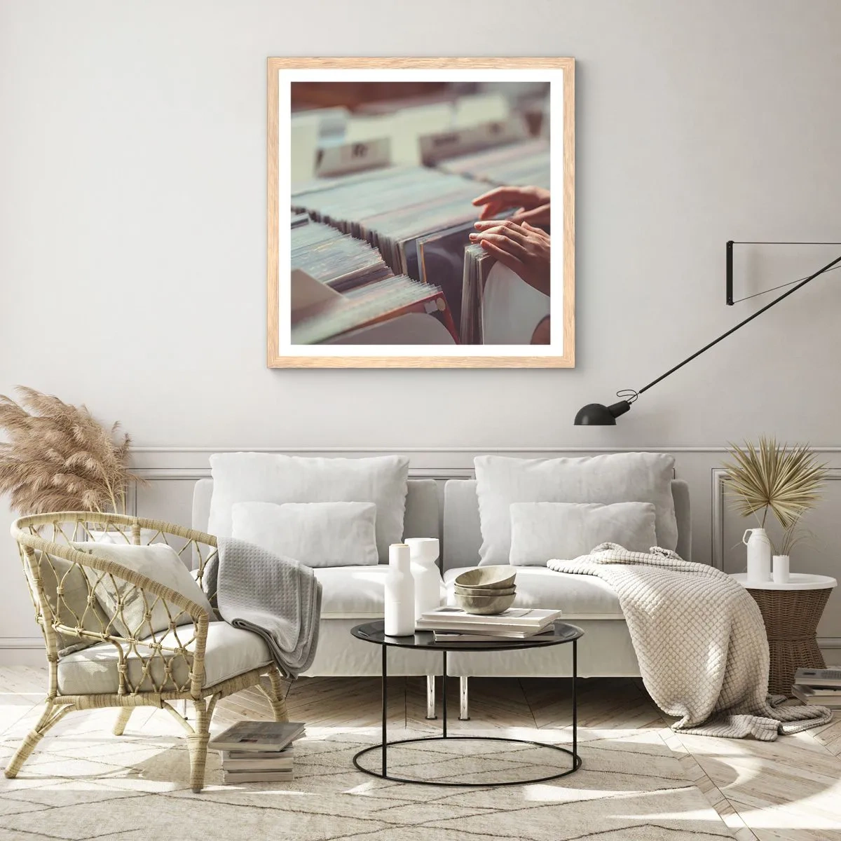 Plakát v rámu světlý dub - Hledání emocí - 60x60 cm