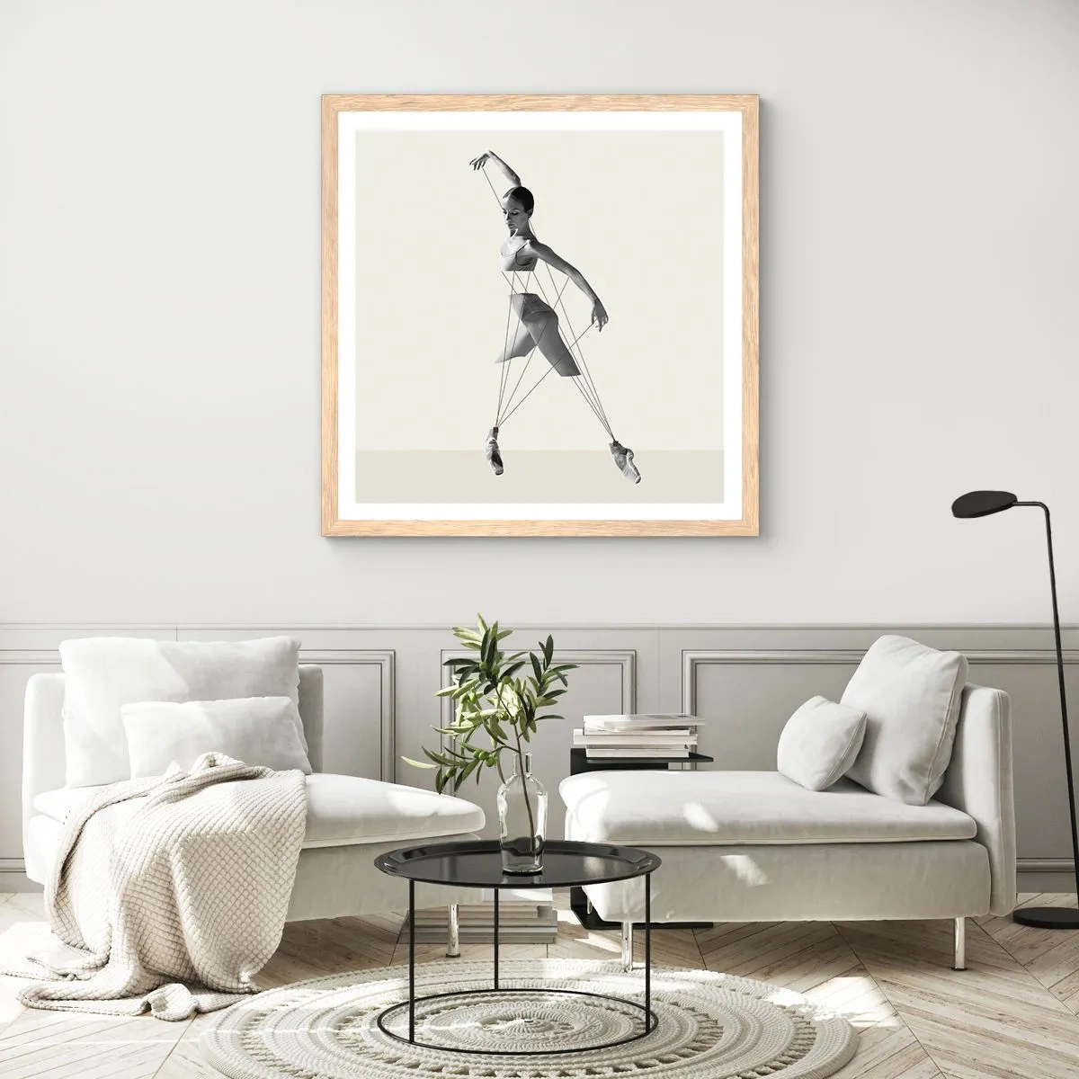 Plakát v rámu světlý dub - V divadle světa - 50x50 cm