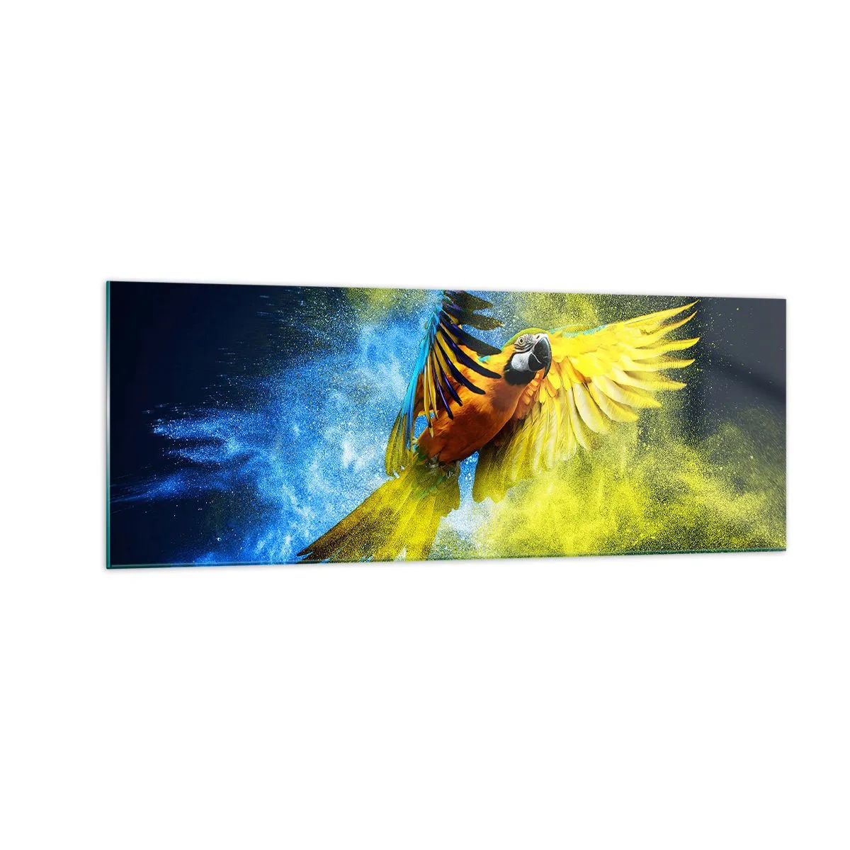 Obraz na skle - V modro-zlatém prachu - 140x50 cm