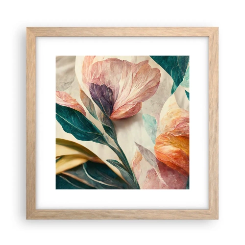 Plakát v rámu světlý dub - Květiny jižních ostrovů - 30x30 cm