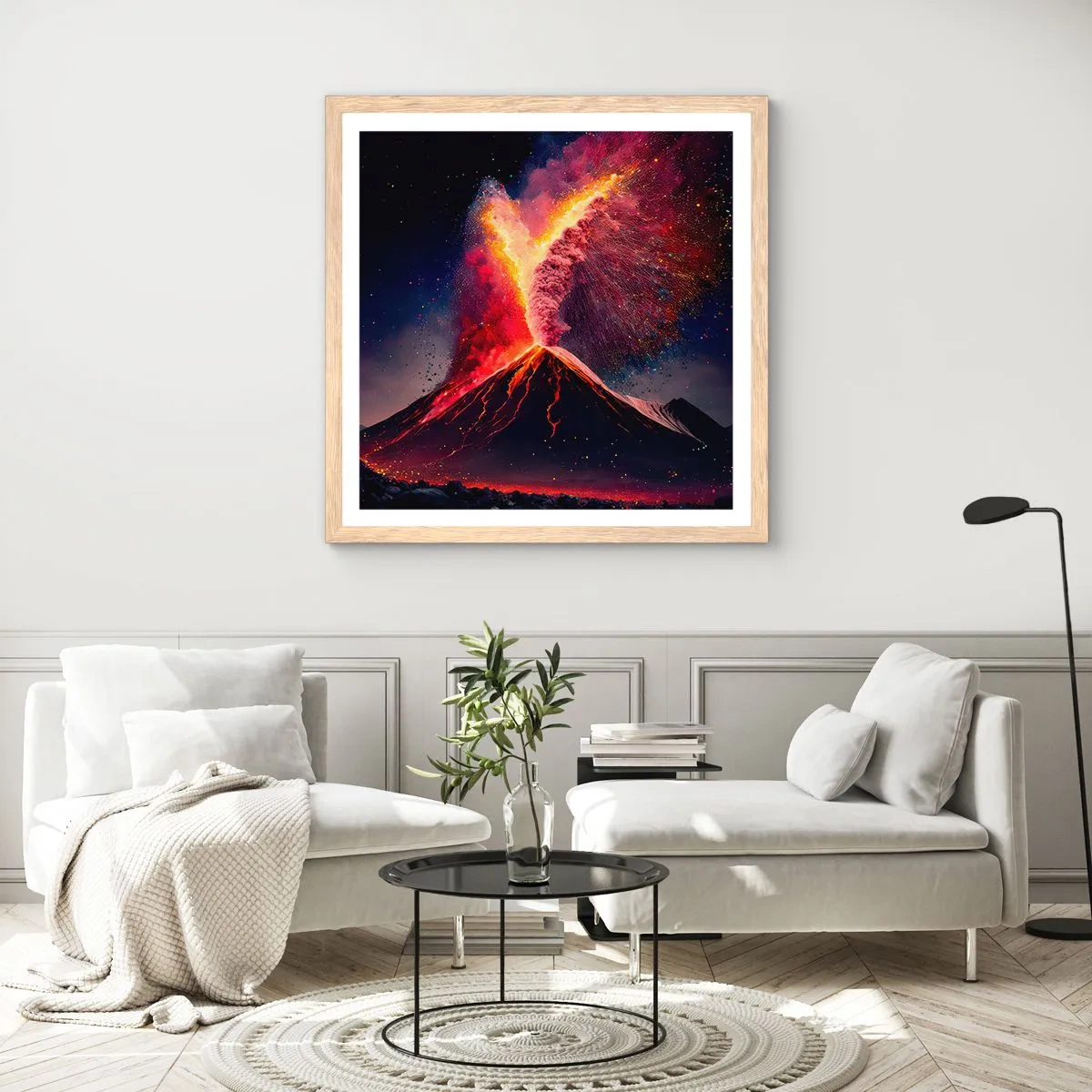 Plakát v rámu světlý dub - Krása a hrůza - 60x60 cm