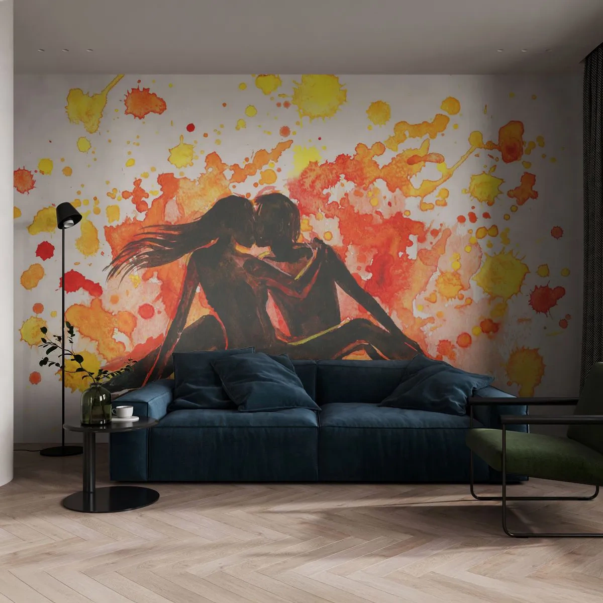 Fototapeta Samolepicí Deluxe Sticker - A bylo světlo - Lidé, Polibek, Pár milenců - 250x175 cm