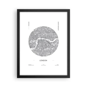 Plakát v černém rámu - Anatomie Londýna - 30x40 cm