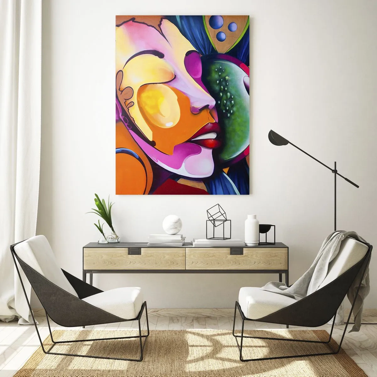 Obraz na skle - Dotknout se barvou - 50x70 cm