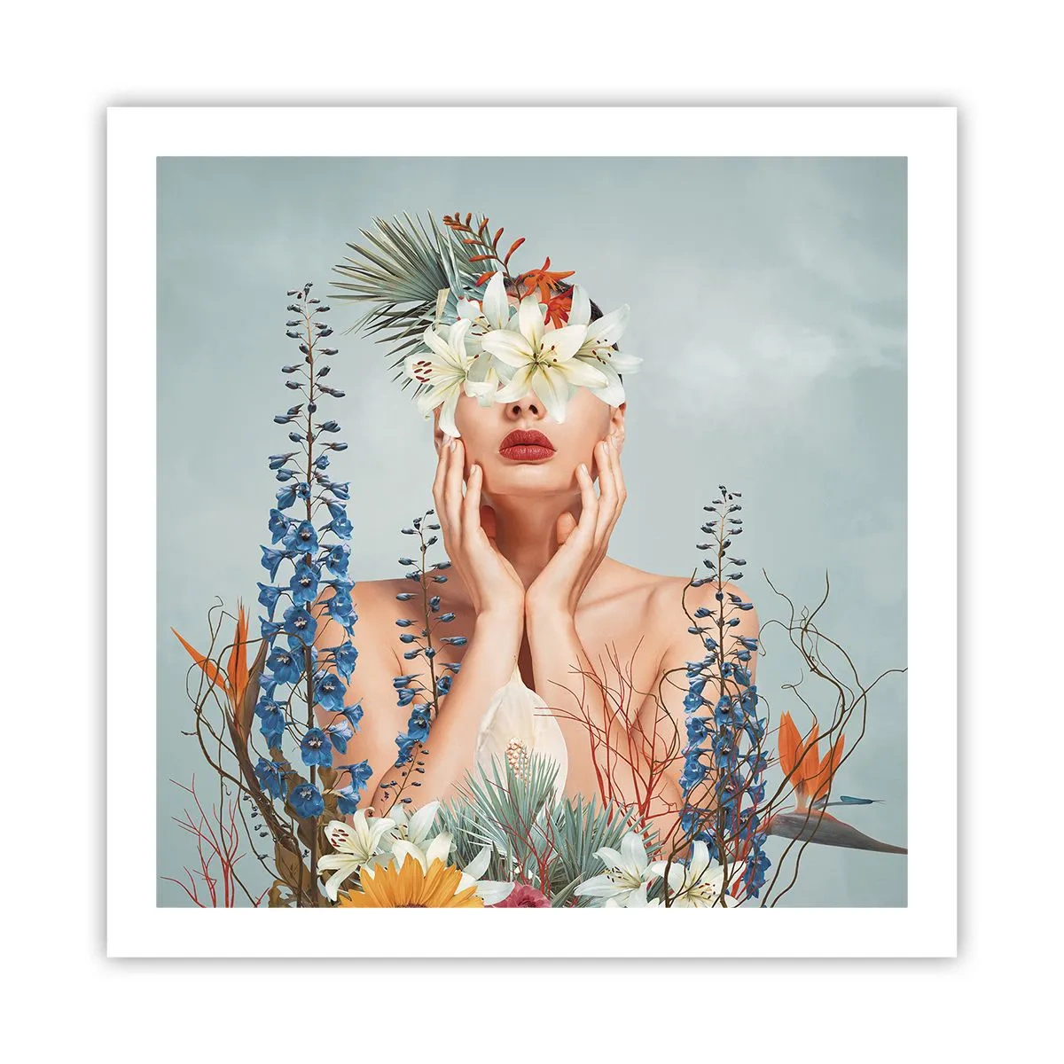 Plakát - Žena – květina - 60x60 cm
