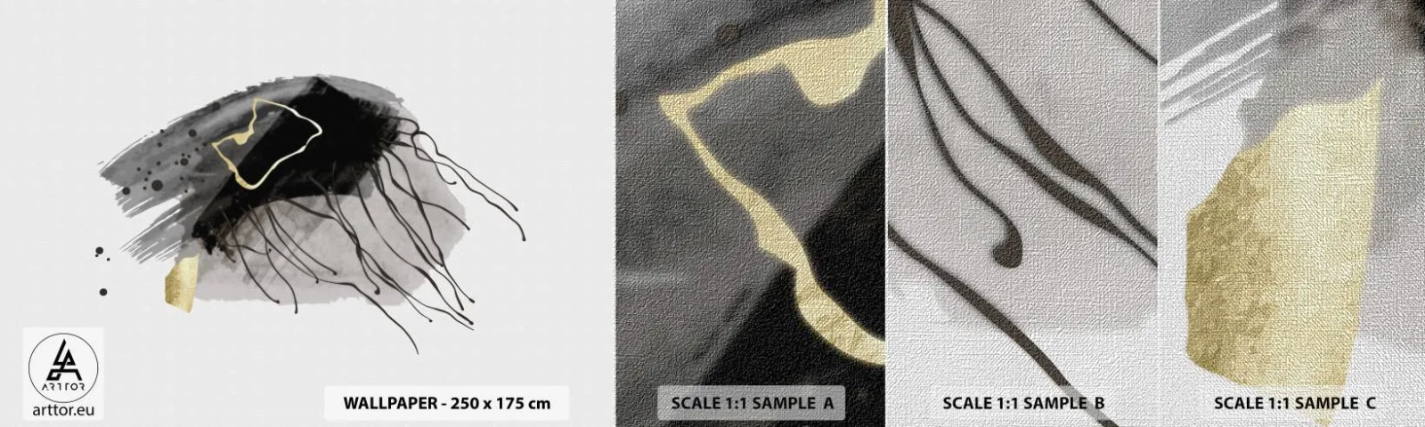 Vzor Fototapety Premium Canvas - V černé a zlaté - Abstrakce, Kus, Grafika - 100x30 cm