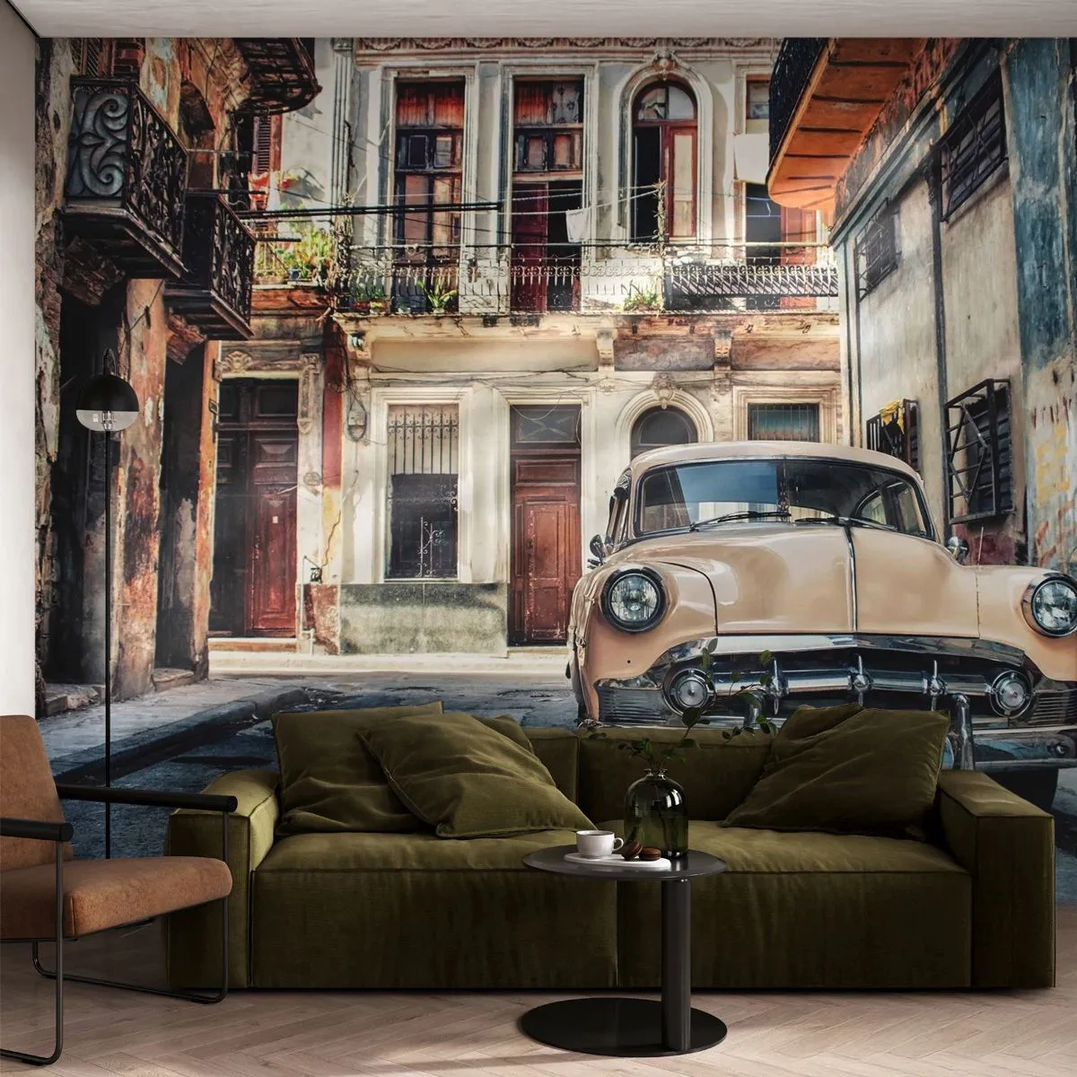 Fototapeta Premium Canvas - Siesta v Havaně - Historické auto, Architektura, Město - 150x105 cm