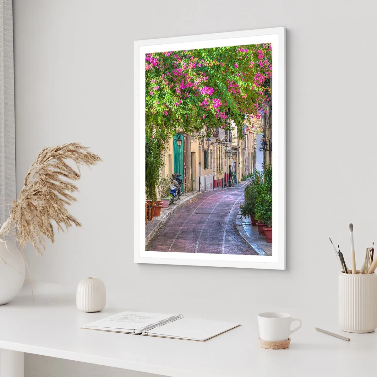 Plakát v bílém rámu - Kvetoucí zákoutí - 50x70 cm