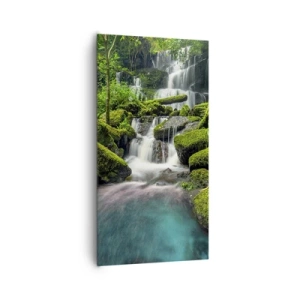 Obraz na plátně - Tyrkys, safíry a tekuté stříbro - 65x120 cm