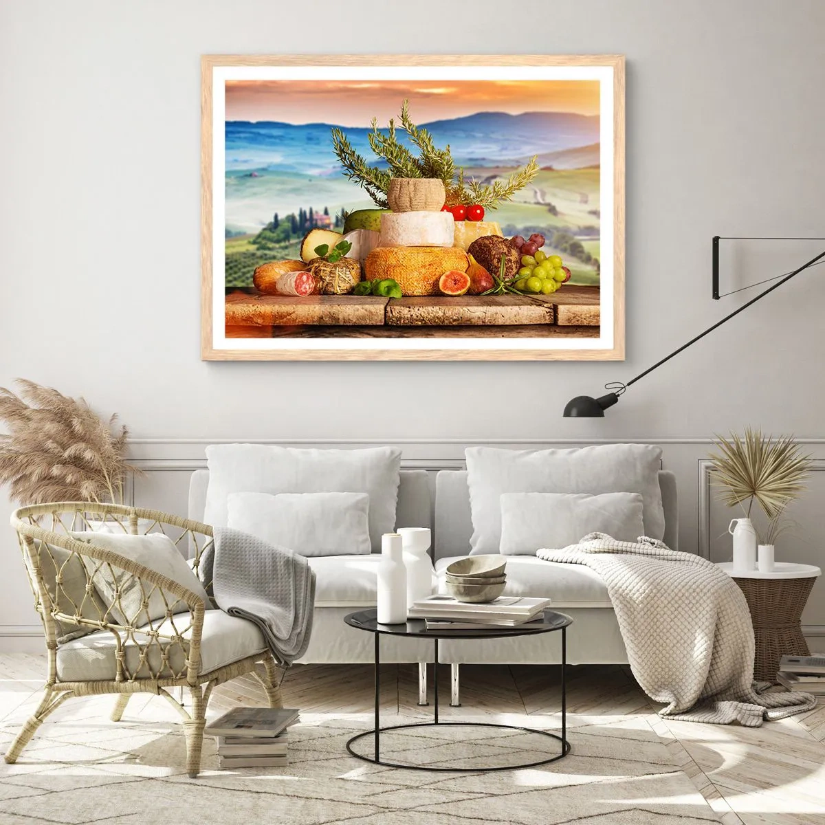 Plakát v rámu světlý dub - Italská radost ze života - 50x40 cm