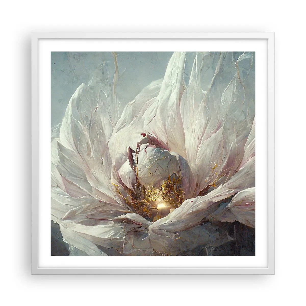 Plakát v bílém rámu - Rozkvétá jednou za sto let - 60x60 cm