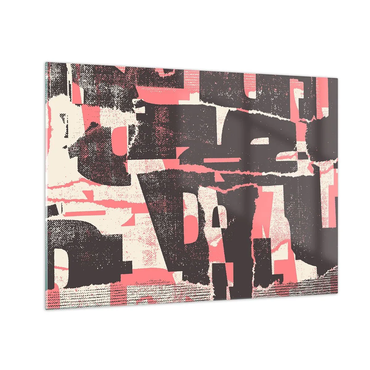 Obraz na skle - Moderní abstrakce v černé, červené a béžové barvě - 70x50cm - Celý tento shon - Moderní nástěnná dekorace do obývacího pokoje a ložnice ARTTOR